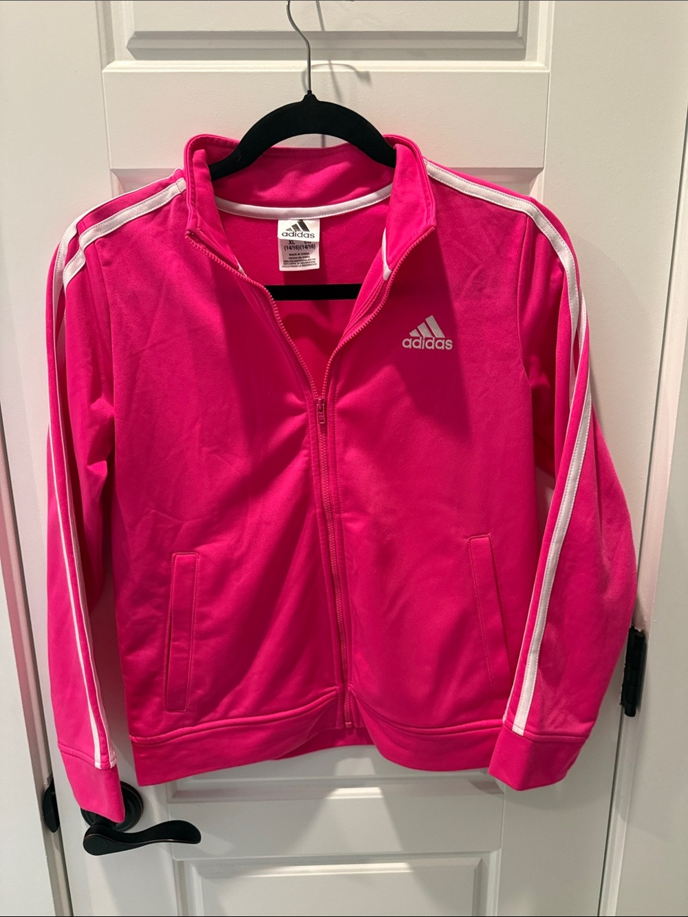 adidas Bright Pink Track Jacket with White Stripes - Picture 4 of 9